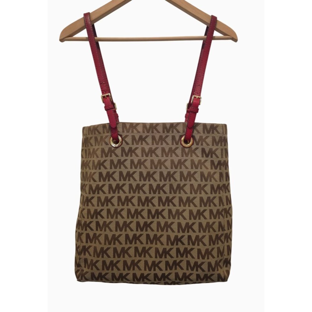 Michael Kors JET SET North South MK Signature Tote Jacquard Shoulder Bag